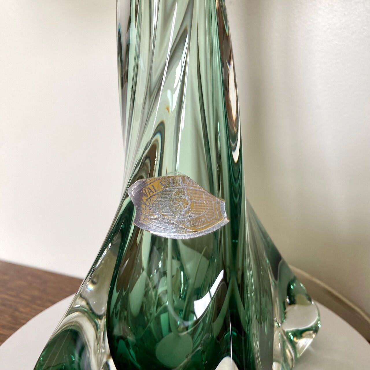 Dark green Val Saint Lambert lamp