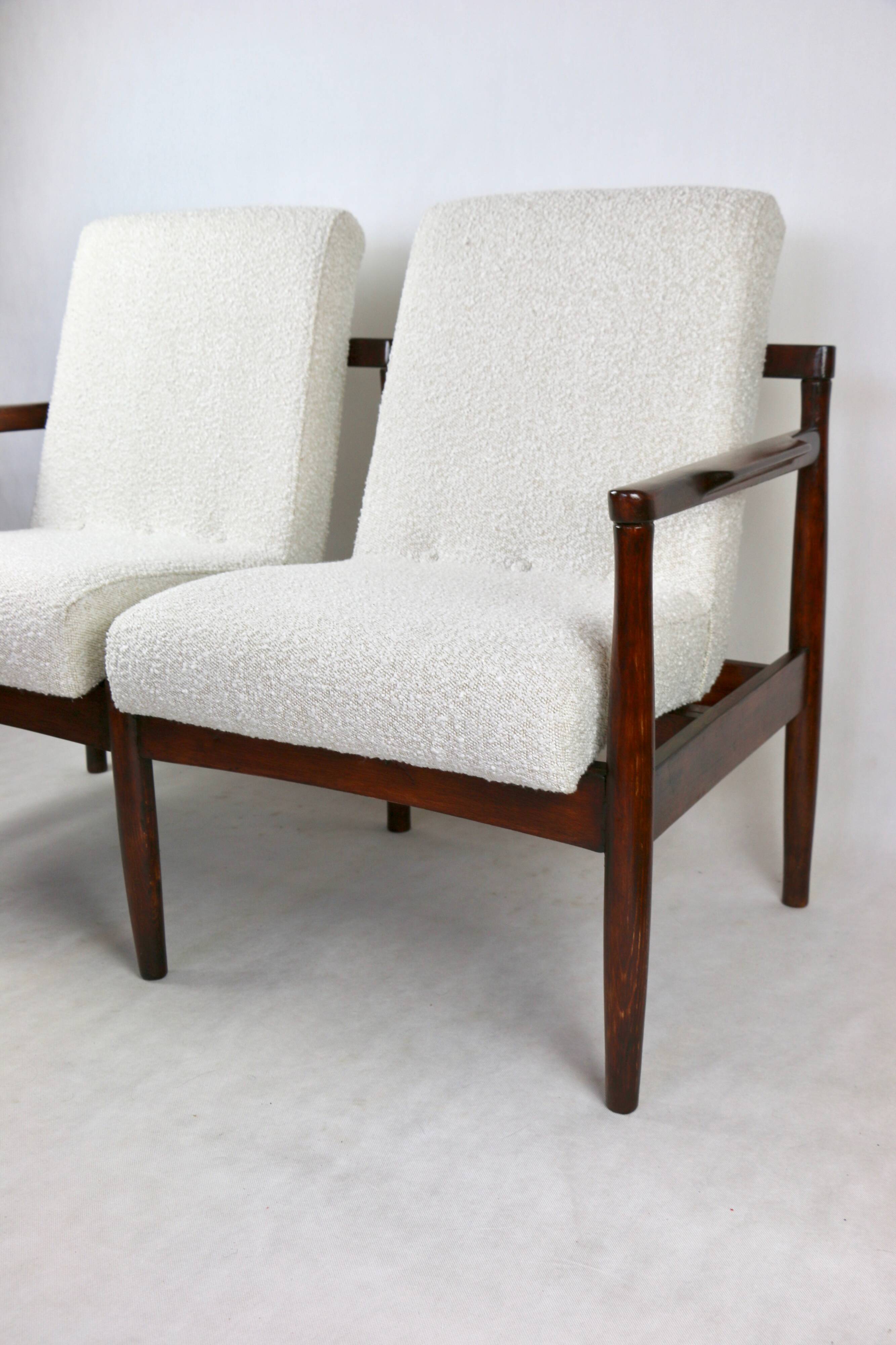 Beautiful vintage double sofa bench from the 70s - ivory boucle