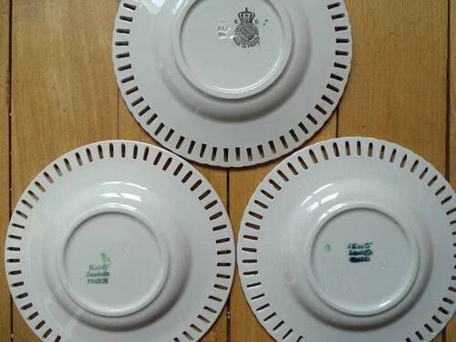 Kg luneville "reverber" 6 pierced plates antique earthenware flowers ø14.5 cm