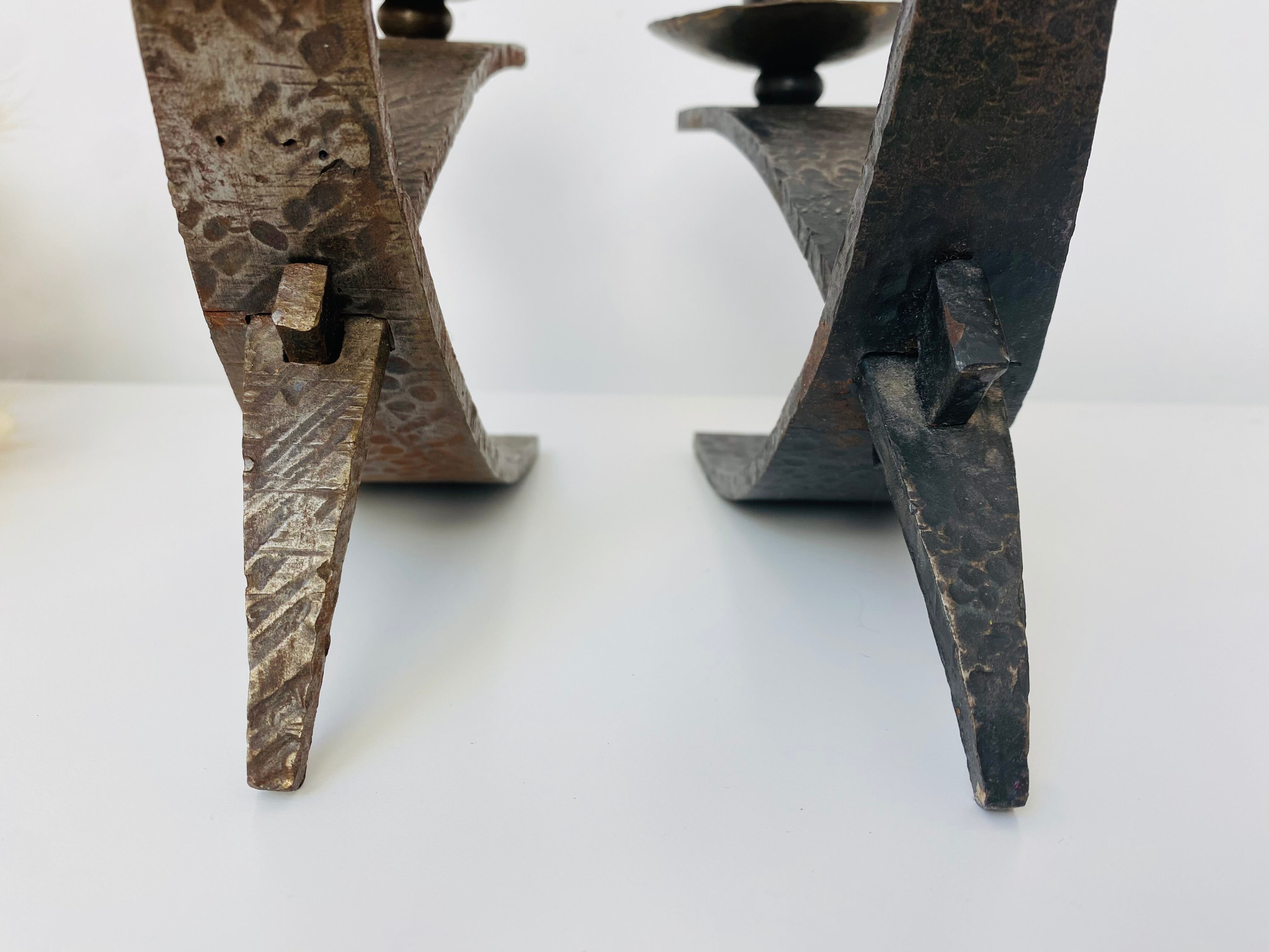 Hammered steel candle holder