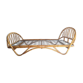Vintage rattan and wicker bed