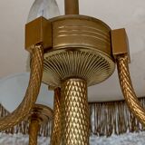 Vintage brass floor lamp in scale and opaline 1950