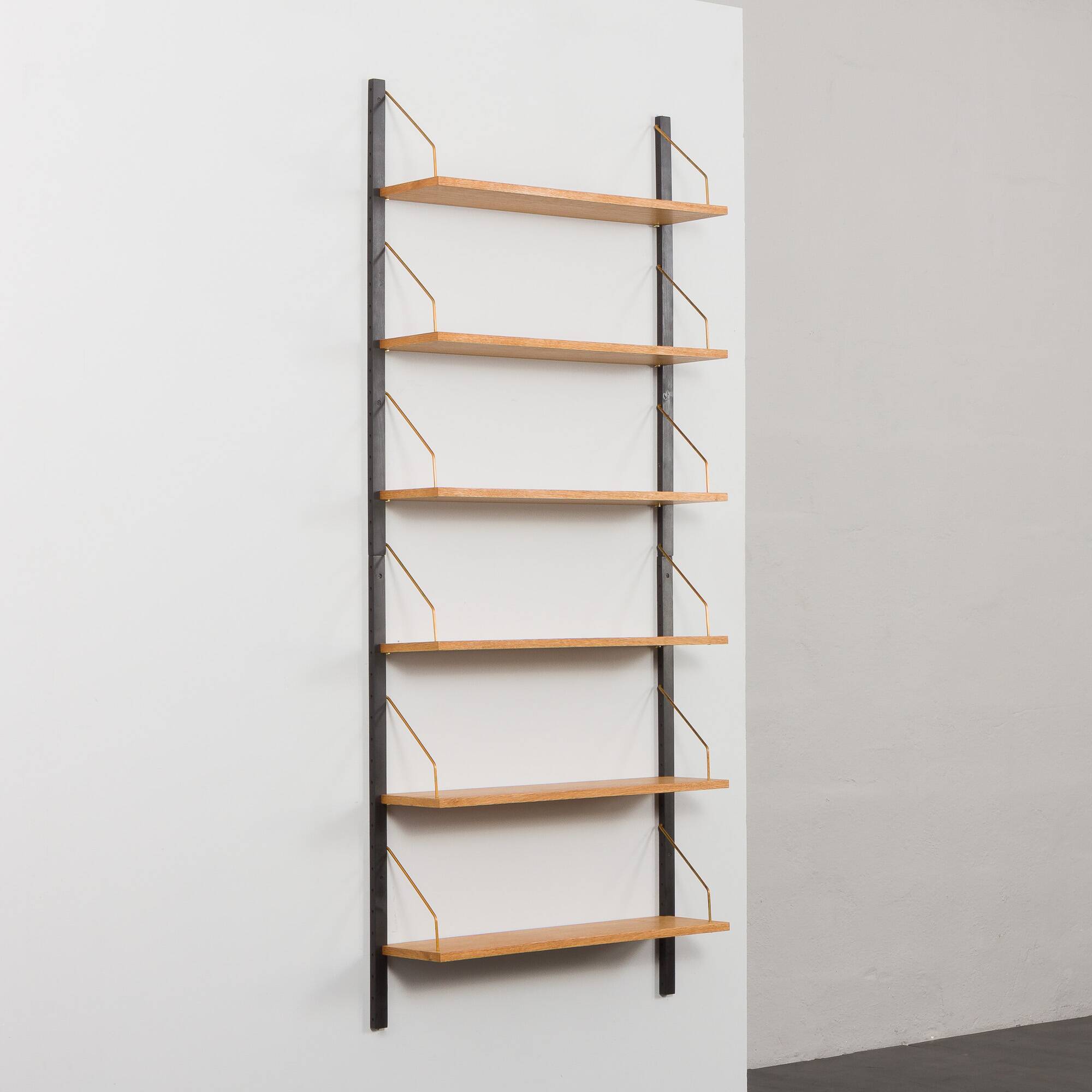 Set of six upcycled oak shelves in Poul Cadovius style.