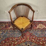 Corner chair wood & straw english xixth