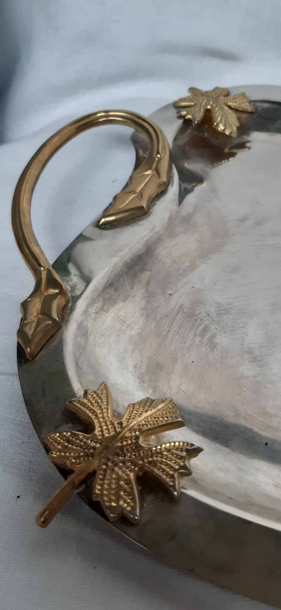 silver brass tray retro 1960s