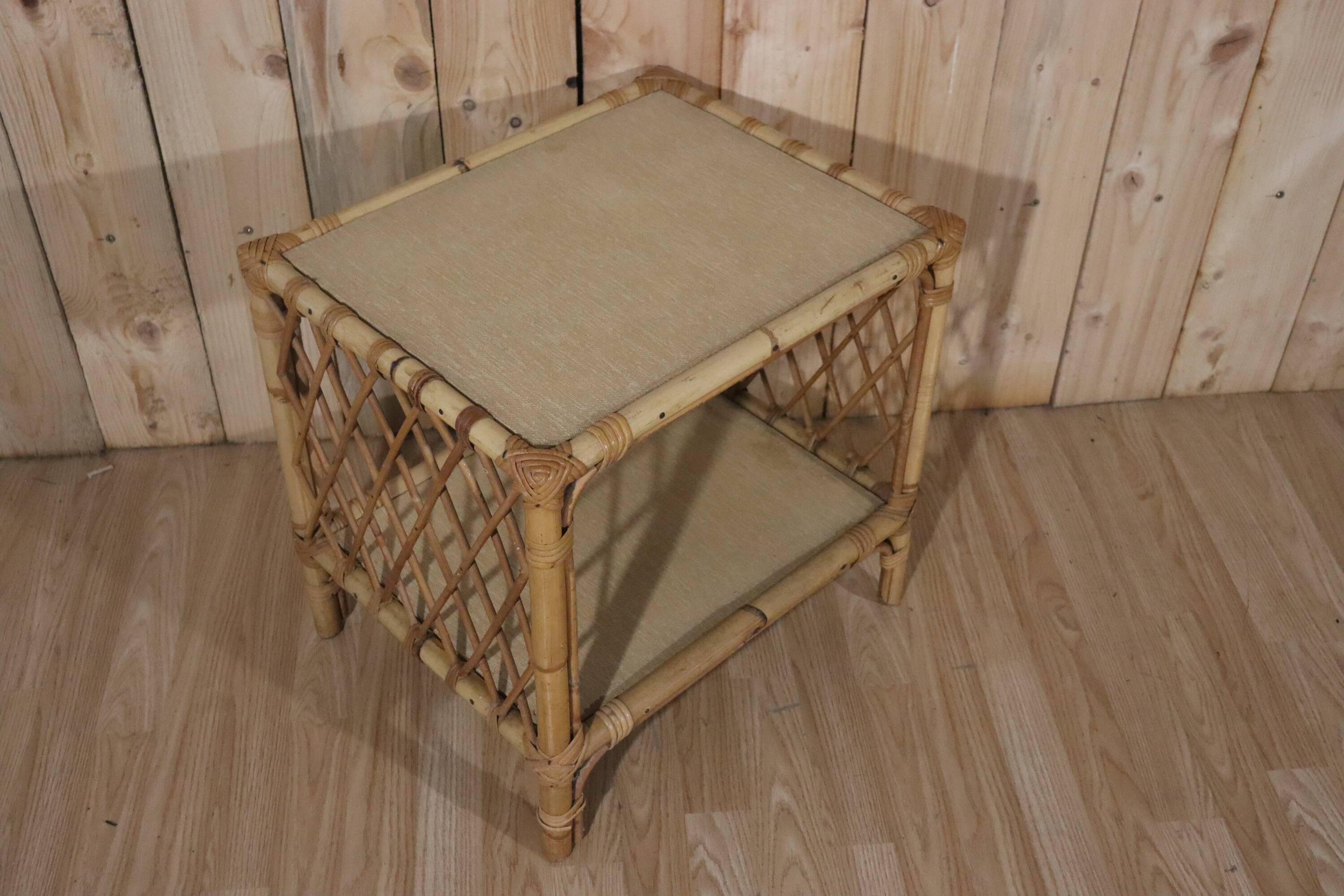 Small vintage rattan side table