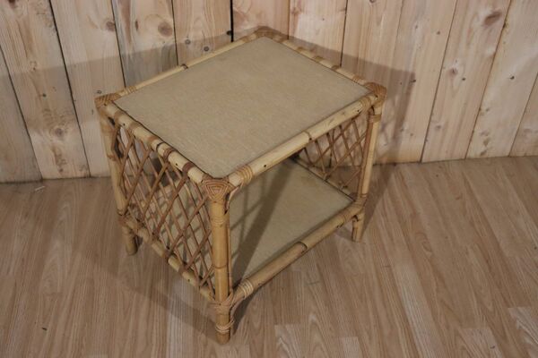 Petite table d'appoint rotin vintage