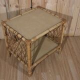 Petite table d'appoint rotin vintage