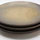 Set of 3 bluish and ochre plates in stoneware Arts Ceram Grand Feu