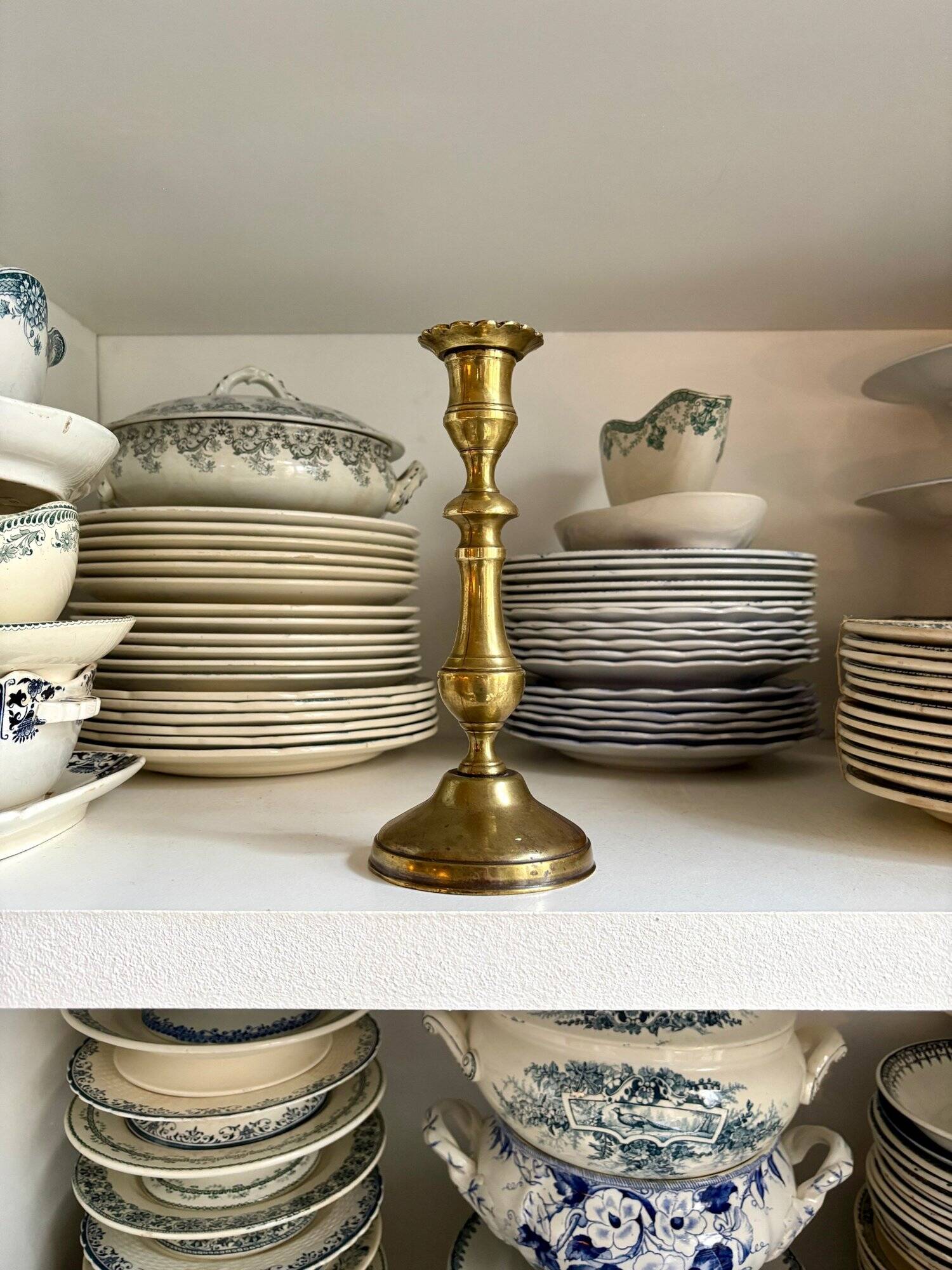 Golden brass candle holder