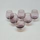 6 Antique Plum-Colored Crystal Cognac Glasses