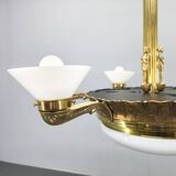 Art Deco chandelier with glass shade, Czechoslovakia, 1930s