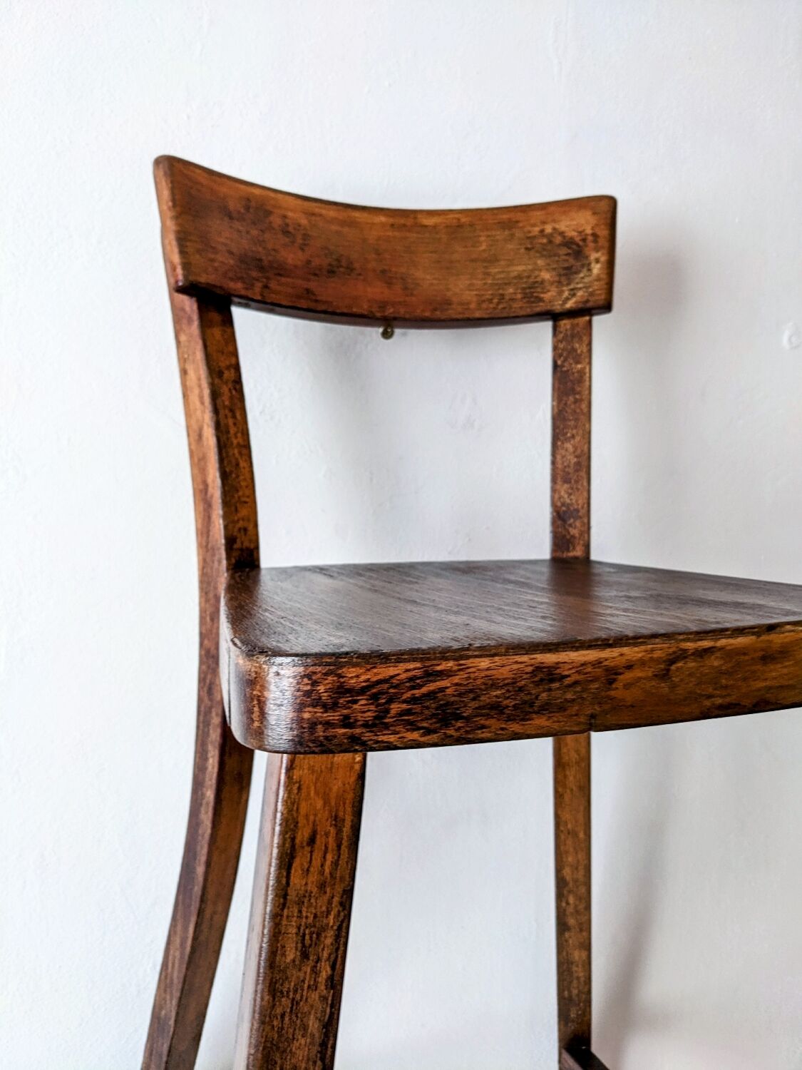 High chair in varnished wood 50s