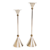 Pair of candlesticks | Steel and brass | Postmodern 1980s