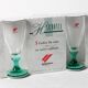 Set of 3 Vintage Bormioli Rocco Wine Glasses: Green Stem Harmonia Flutes