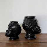 2 têtes en verre représentant des Maures