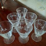 Lot de 6 verres gravés anciens