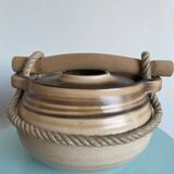 Roped soup tureen in stoneware from the potters of the Salins-les-Bains Abbey