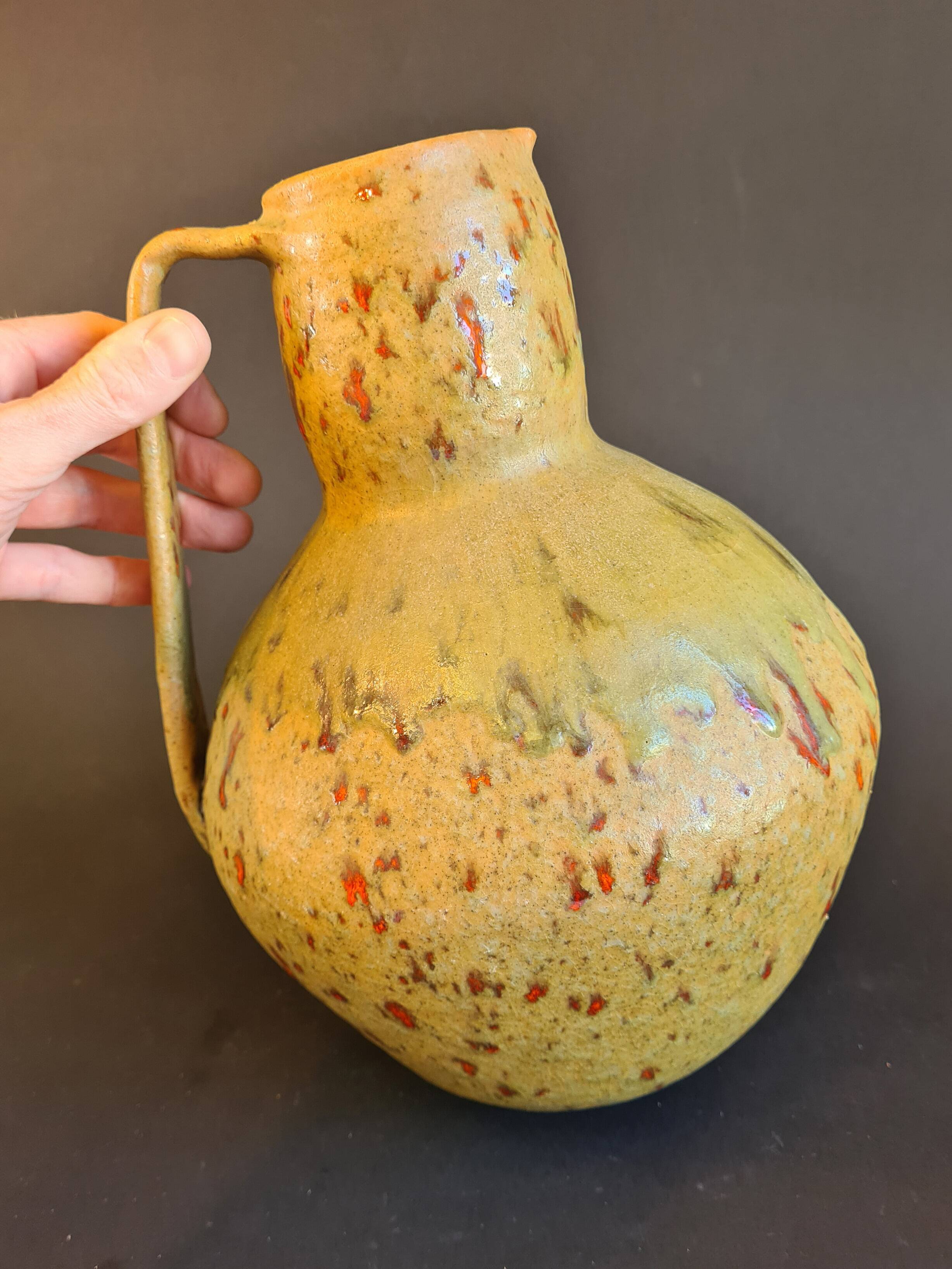 Large vintage terracotta pitcher signed “Orezza”