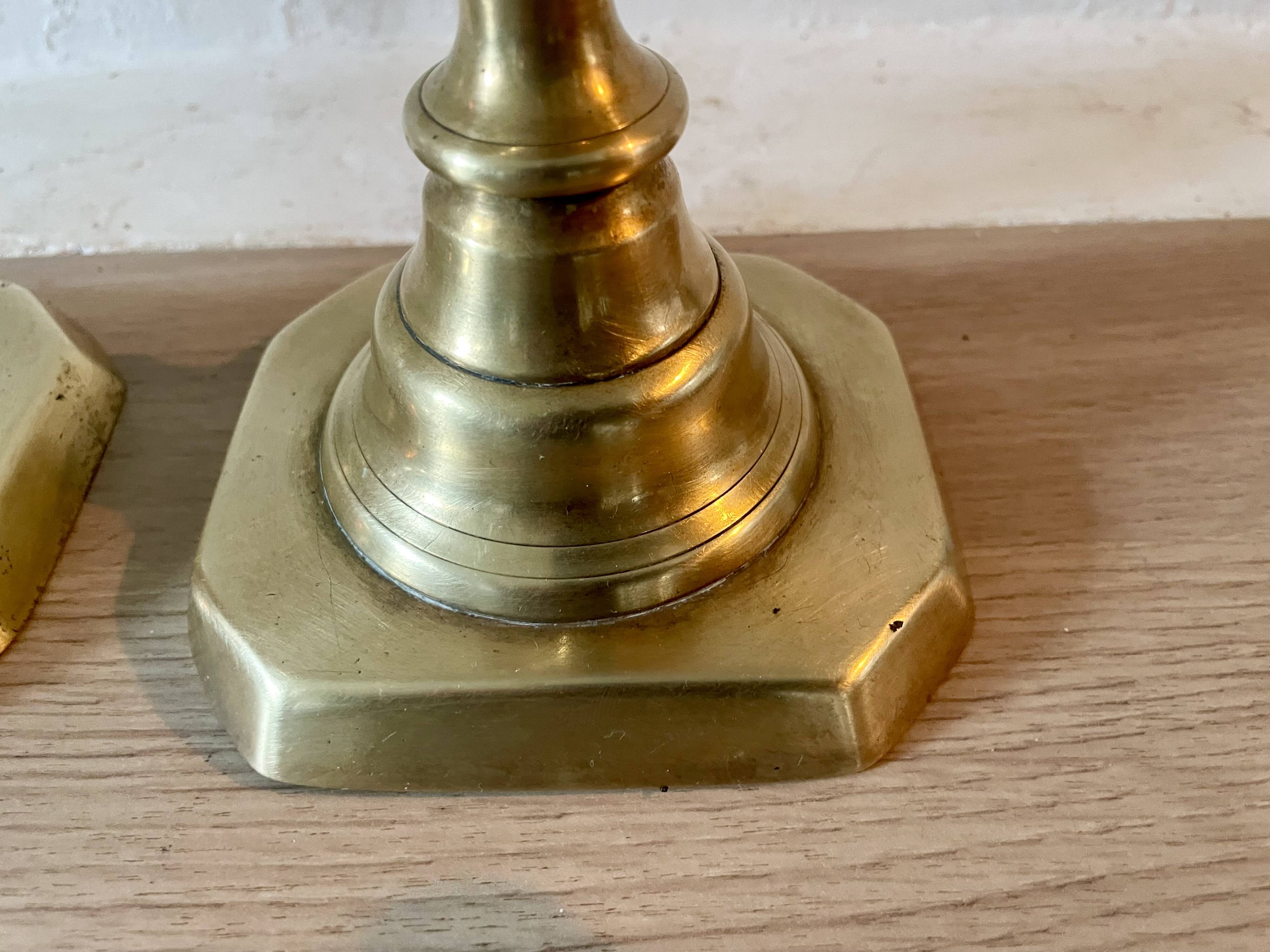 Pair of brass candlesticks from the 19th century.
