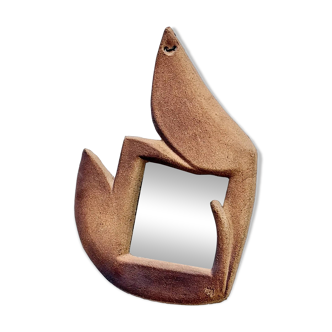 Miroir mural en céramique signé