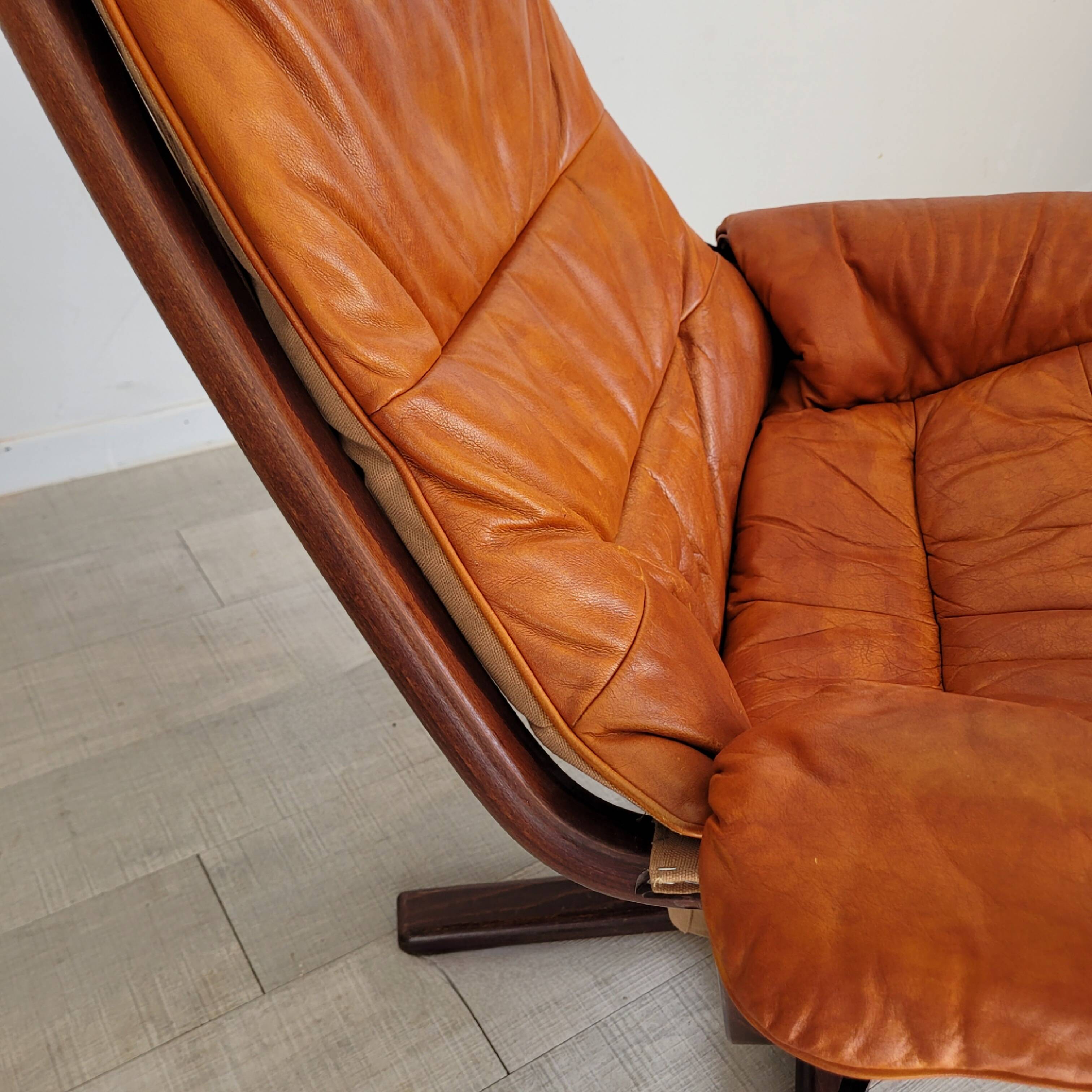 Fauteuil lounge vintage Göte Mobler 1960 pivotant et inclinable