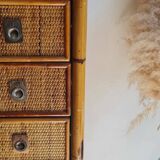 Rattan chest of drawers circa 1970, Dal Vera