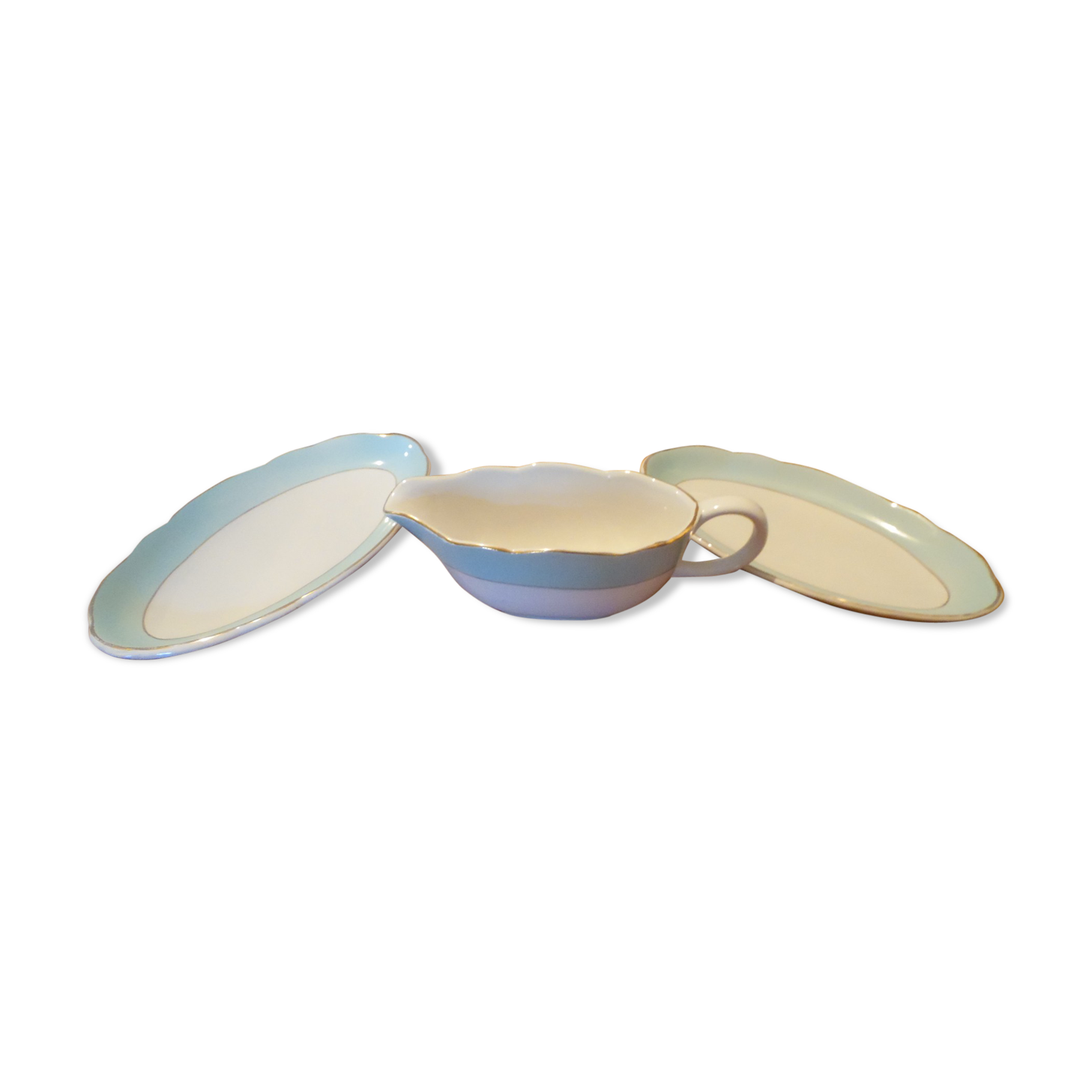 2 Small oval dishes model by Henri Sarreguemines Digoin, 30's