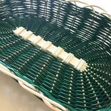 60's white and green scoubidou basket