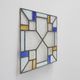 Art Deco Leaded Glass Panel with Geometric Cross Motif, Belgium, Circa 1920