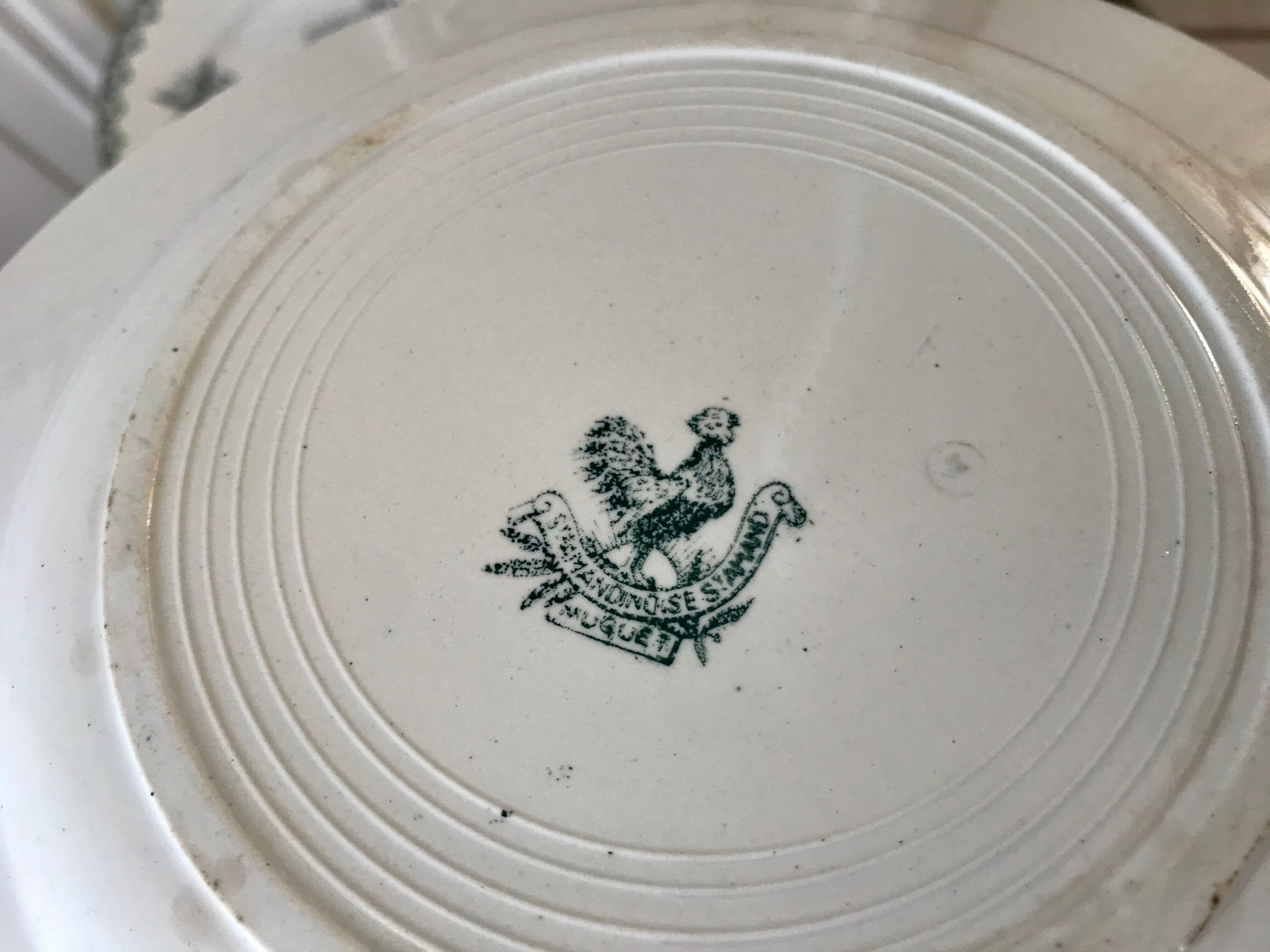 Set of 6 flat plates Terre de Fer late nineteenth
