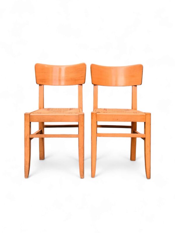 2 chaises vintage en hêtre, assises paillées