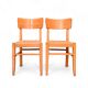2 vintage beech chairs, straw seats