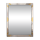 Faceted modernist wall mirror in steel and brass, geometric mixed metal frame 1970s.