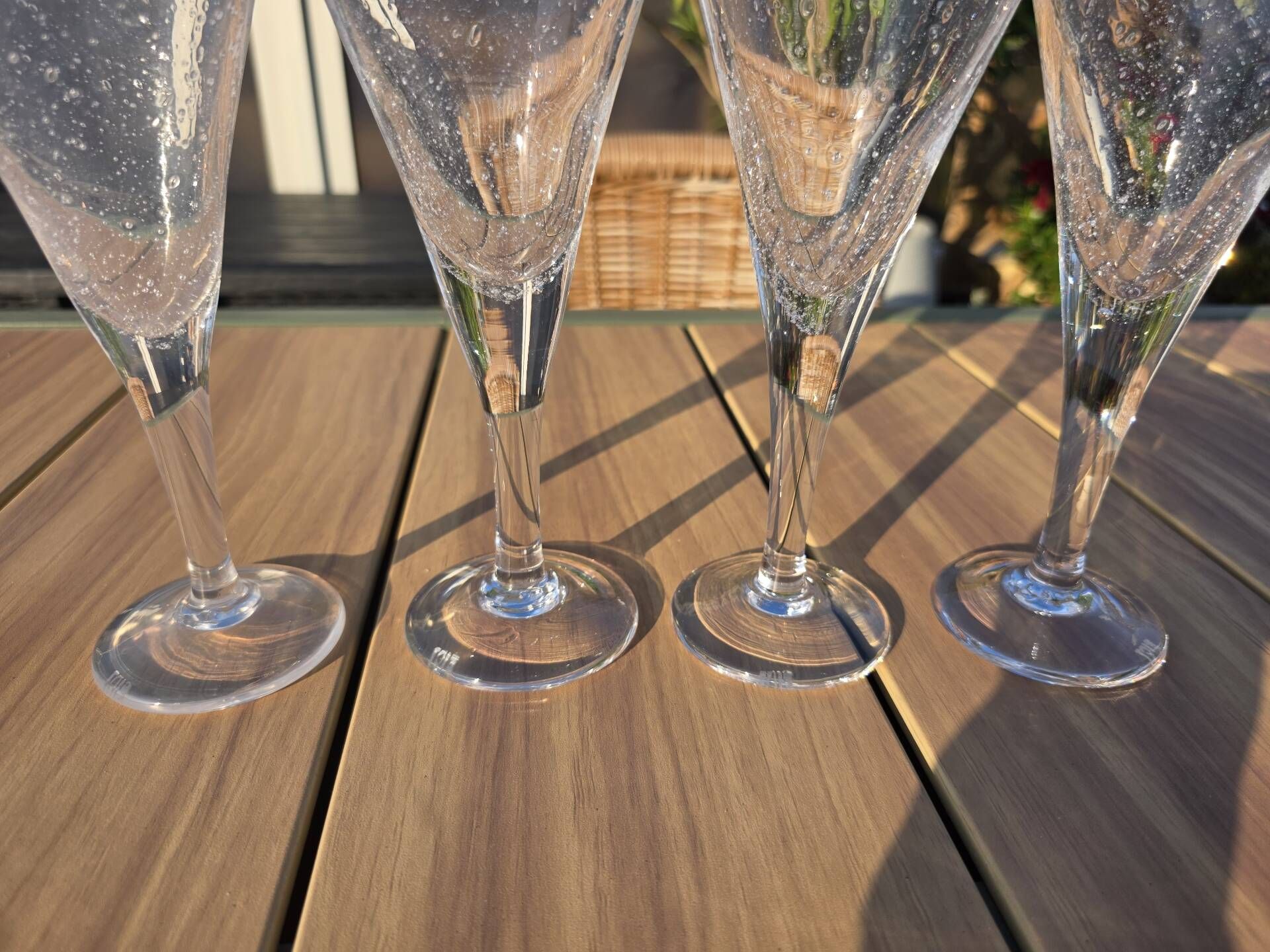 Set of 4 bubble glass champagne flutes / goblets Biot Signed 22 cm
