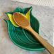 Spoon rest or pocket tray with tulip decor signed Vallauris