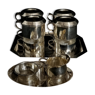 Dur-o-bor coffee-filter cup set with sugar and milk jug