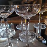 5 finely cut champagne coupes (1950s–1960s)