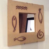 Vintage mirror of the 70s and 80s in concrete signed