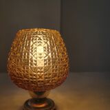 Bedside lamp in amber glass and brass