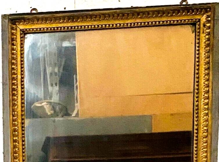 Louis XVI style mirror in wood and gilded stucco 19th century Mantel trumeau
