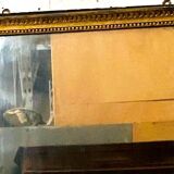 Miroir de style Louis XVI en bois et stuc doré XIX siècle Trumeau de cheminée