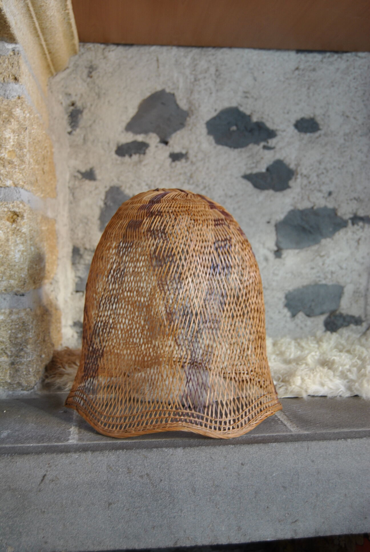 Braided raffia lampshade - Vintage authentic 70s