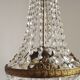French Empire Style 3 Light Bronze Montgolfier Crystal Basket Chandelier