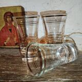 Ensemble de 3 Verres à Vin Cuit Art Déco - 1940 Certifié - Filets Dorés - French