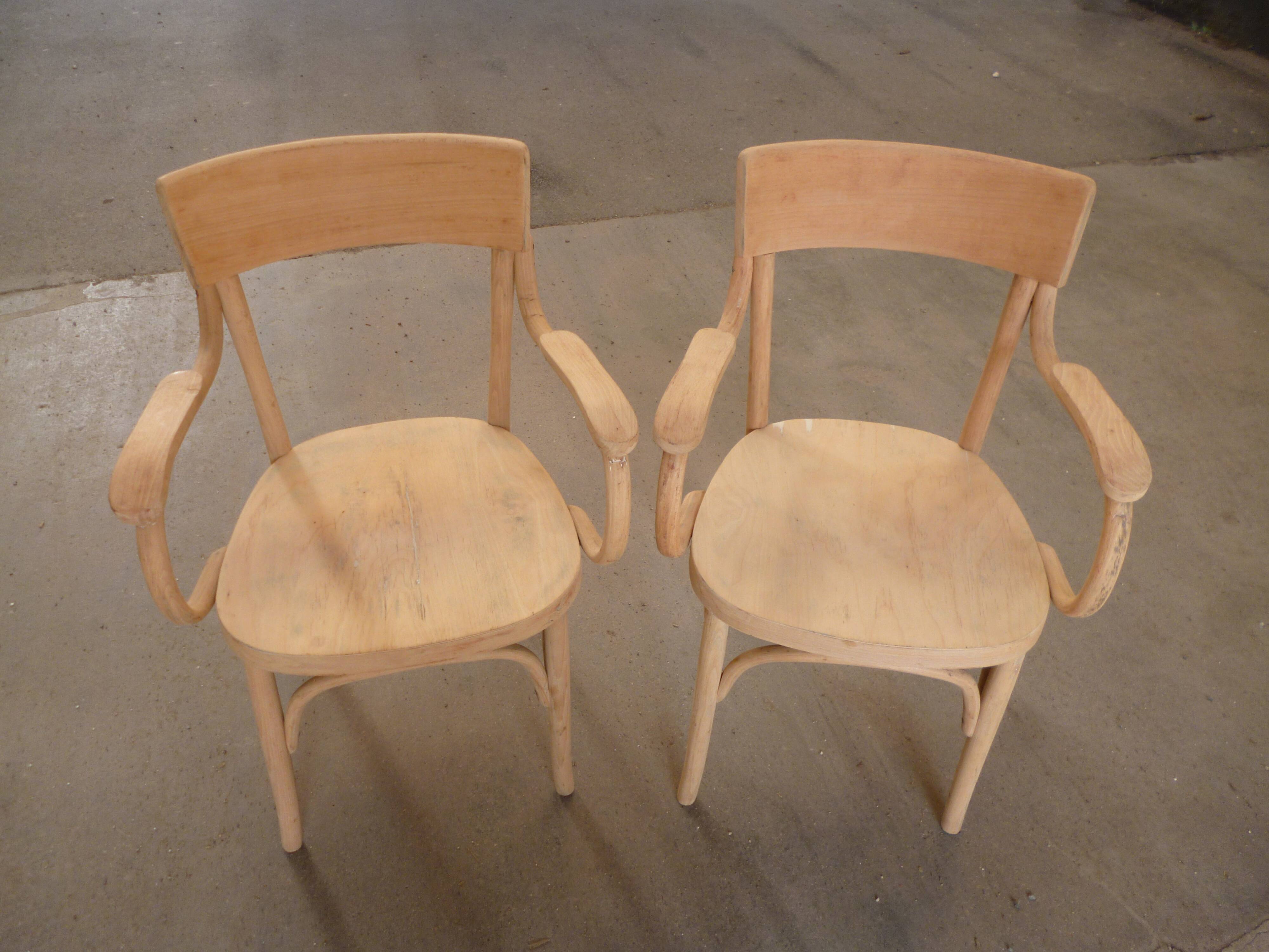 Paire de fauteuil en hêtre et bois courbés