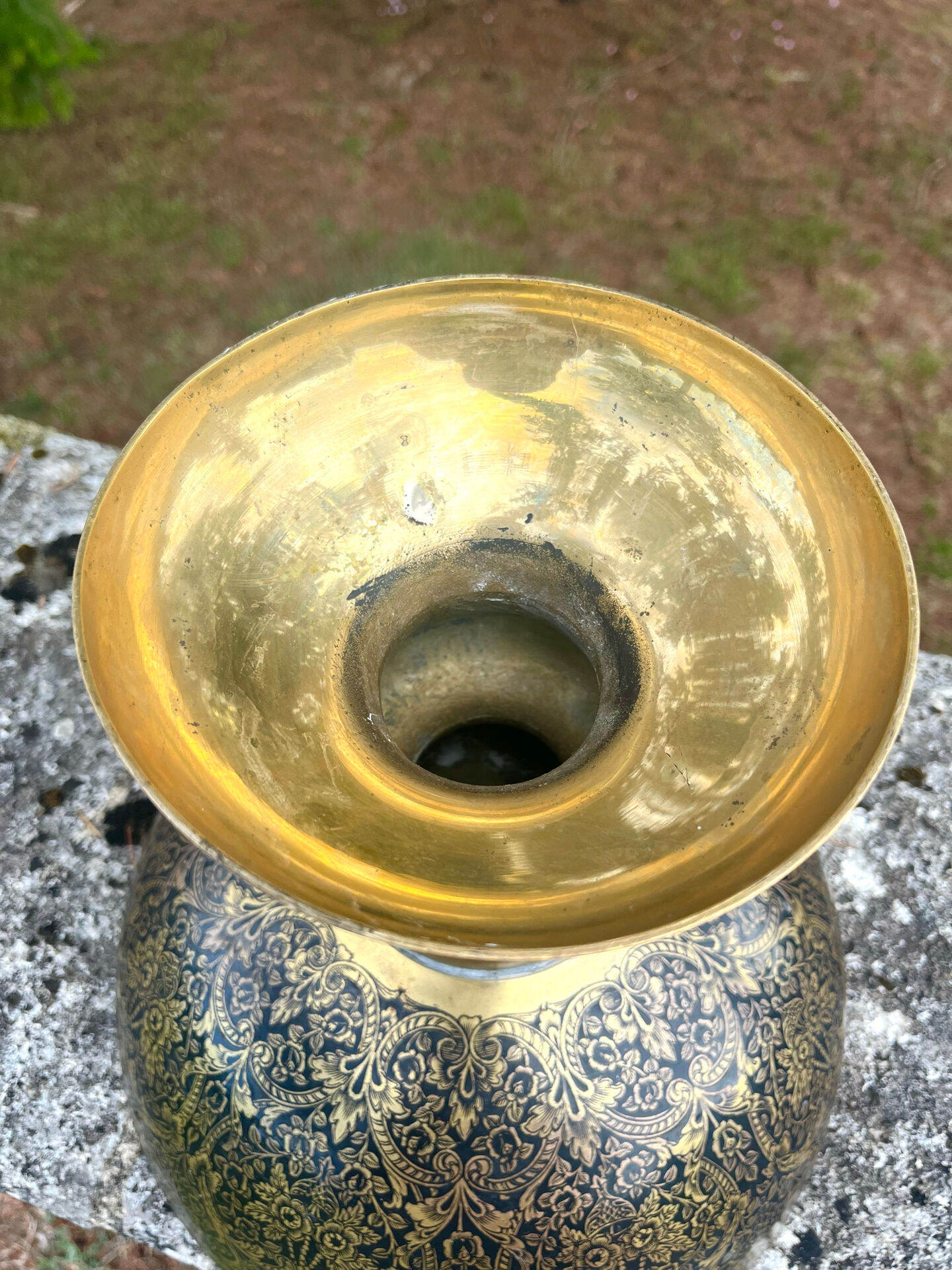 Ornate Floral Pedestal Champagne Cooler, brass ice bucket