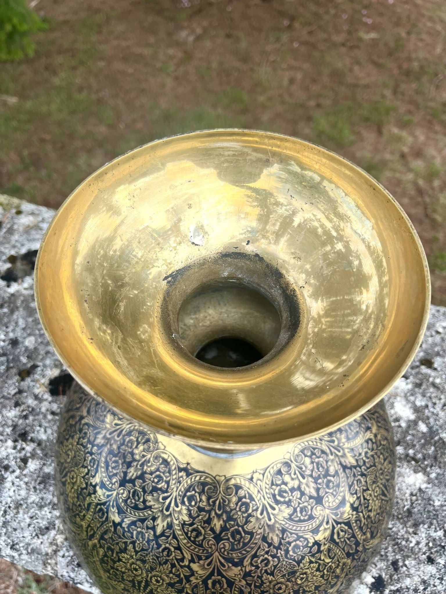 Ornate Floral Pedestal Champagne Cooler, brass ice bucket