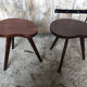 Pair of bedside table scandinavian tripod wood vintage #a240