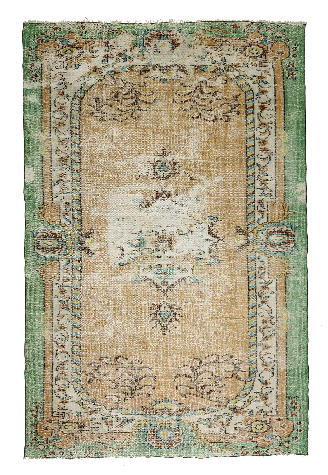 Tapis oriental vintage noué main – 277x181 cm – Tapisserie Anatolienne 1950